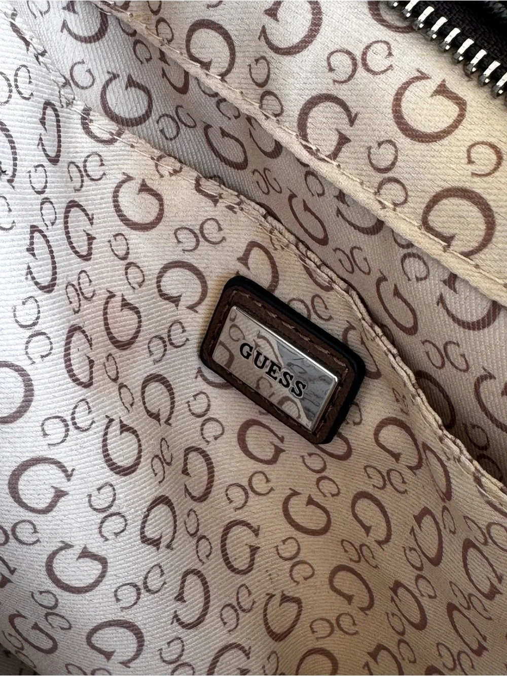 GUESS Brown Logo-Print Women’s Backpack